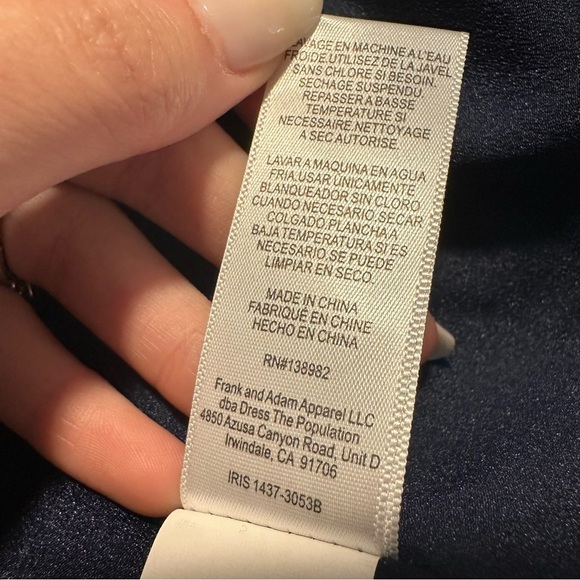 New Dress the Population Iris long midnight blue V-neck Dress with leg slit navy - Picture 12 of 13